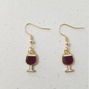 Fun Red Wine Glasses Dangle Drop Earrings Wine Accessories Casual Formal